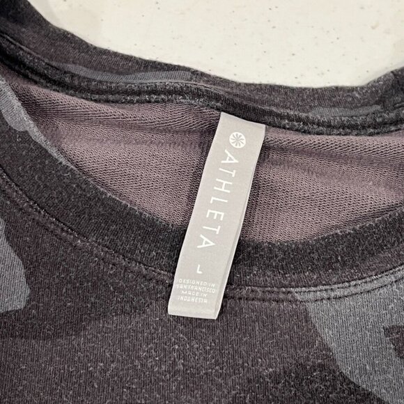 ATHLETA Studio To Street Crew Neck Sweatshirt Large Camo #509995 Black Gray. - Picture 2 of 6